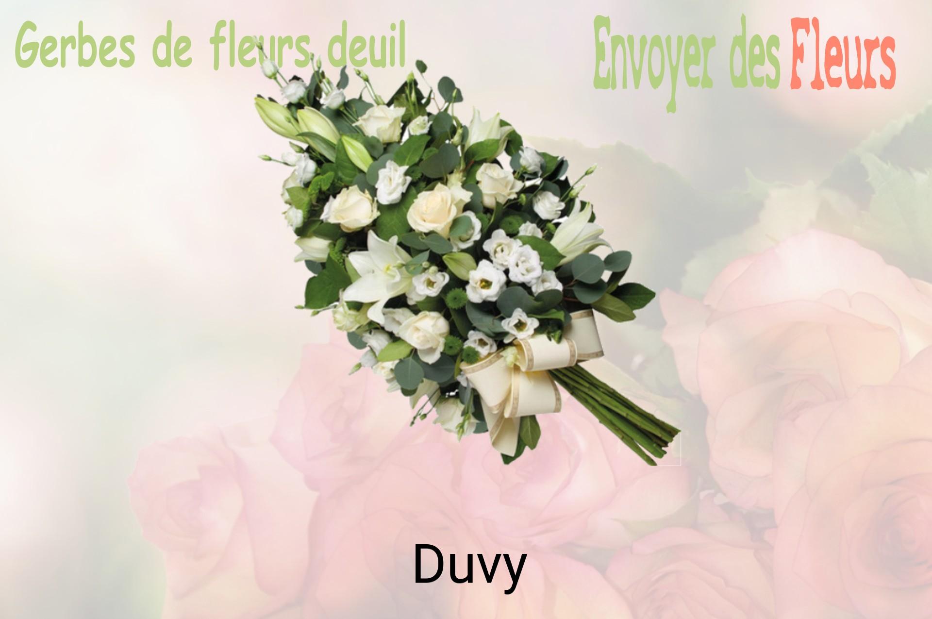 Gerbe de fleurs de deuil livrée à Duvy